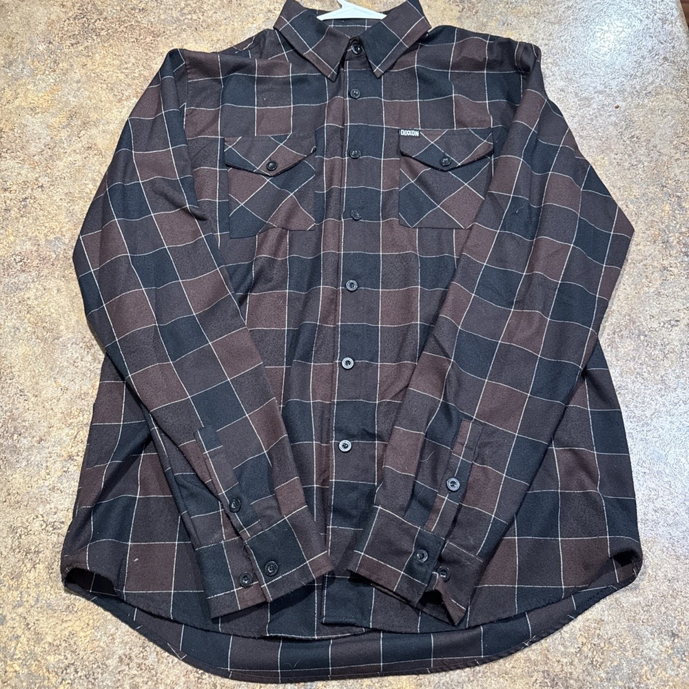 Dixxon Flannel Co Plaid Brown Long Sleeve XLT Black